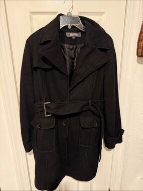 Kenneth Cole Reaction Black Belted Trench Coat